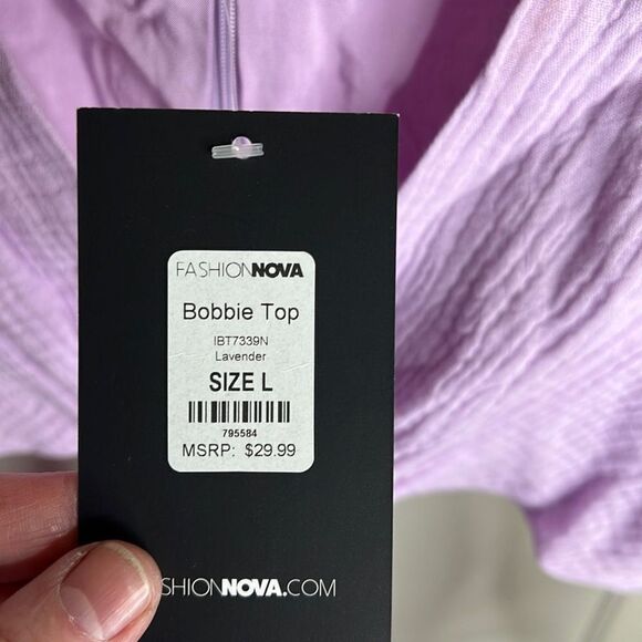 Fashion Nova Bobbie Top lavender crop top Size Large Nwt - Picture 6 of 8